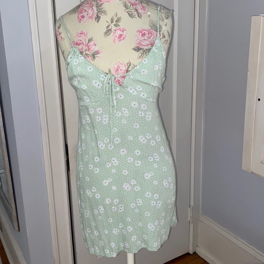 Mint floral mini dress